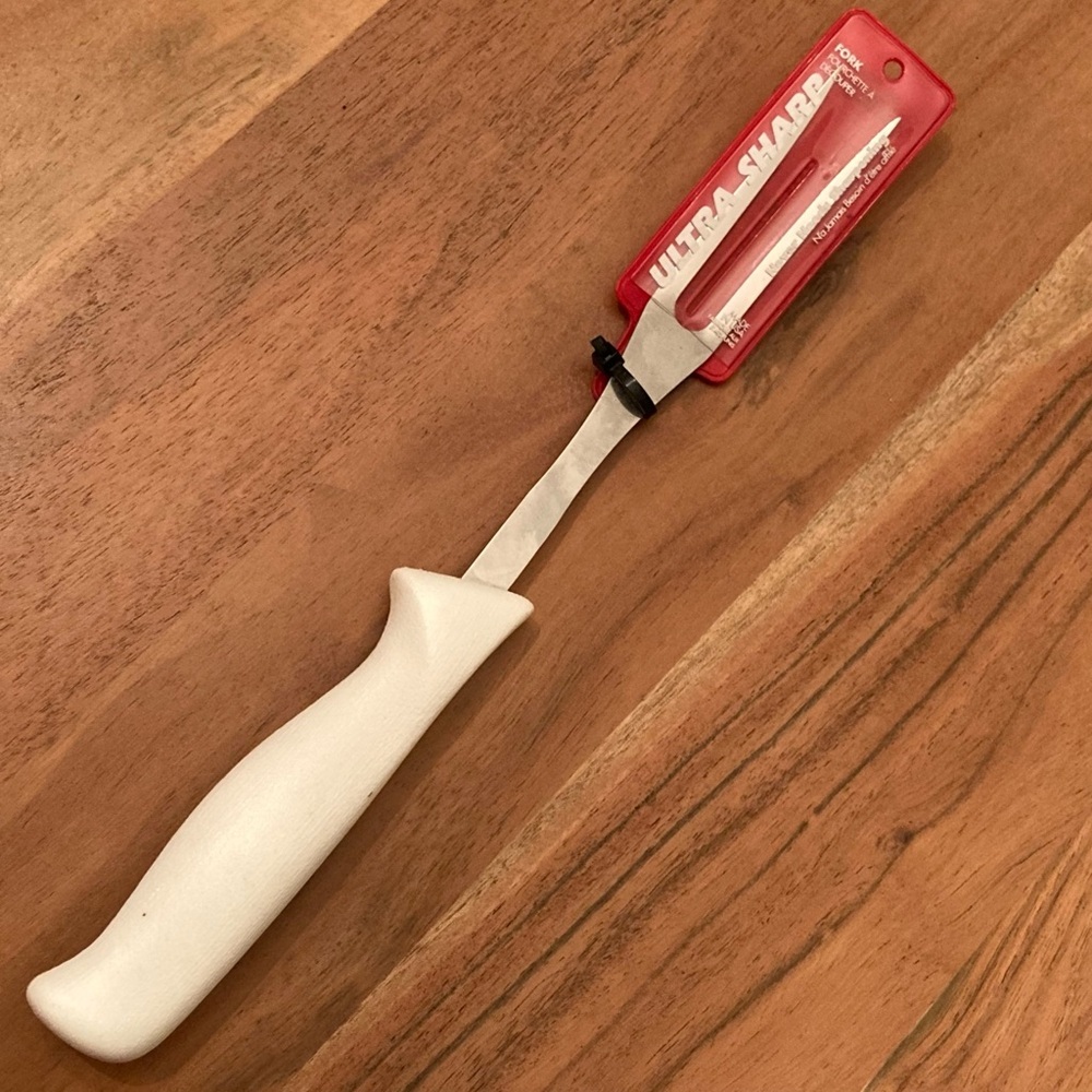 Quikut Stainless Steel Kitchen Fork with‎ White Plastic Handle | Never Used